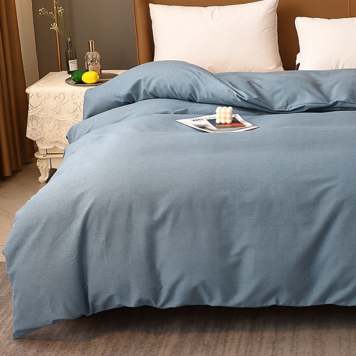 91家纺网 家纺一手货源 找家纺 晶缦家纺 2022新款加厚全棉纯色生态磨毛多规格单被套 纯依-蓝灰