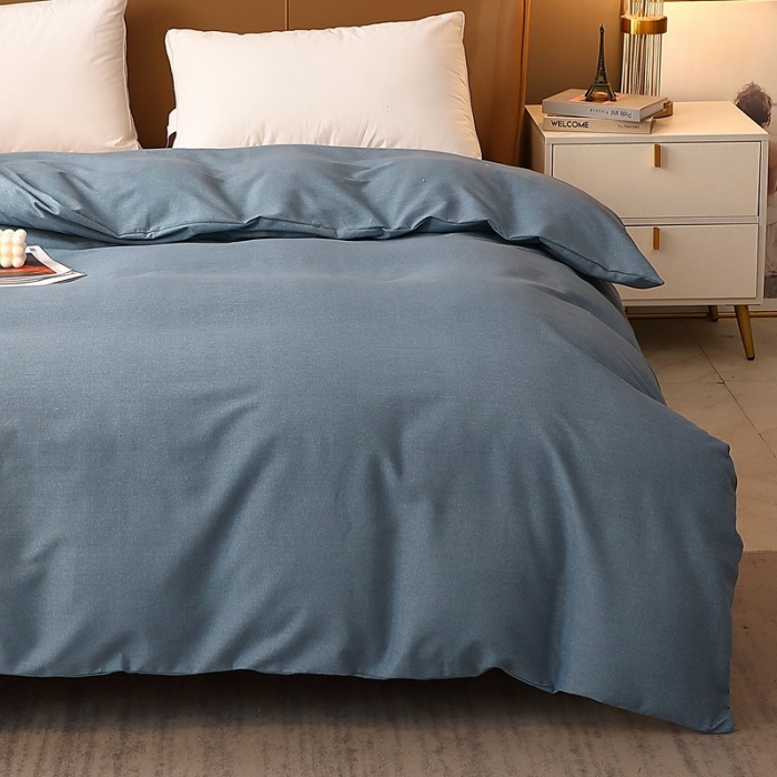 91家纺网 家纺一手货源 找家纺 晶缦家纺 2022新款加厚全棉纯色生态磨毛多规格单被套 纯依-蓝灰