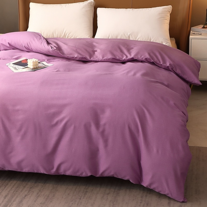 91家纺网 家纺一手货源 找家纺 晶缦家纺 2022新款加厚全棉纯色生态磨毛多规格单被套 纯依-魅紫
