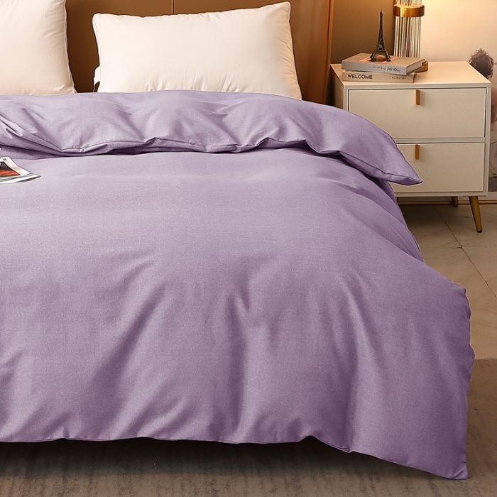 91家纺网 家纺一手货源 找家纺 晶缦家纺 2022新款加厚全棉纯色生态磨毛多规格单被套 纯依-浅紫