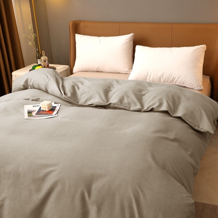 91家纺网 家纺一手货源 找家纺 晶缦家纺 2022新款加厚全棉纯色生态磨毛多规格单被套 纯依-时尚灰