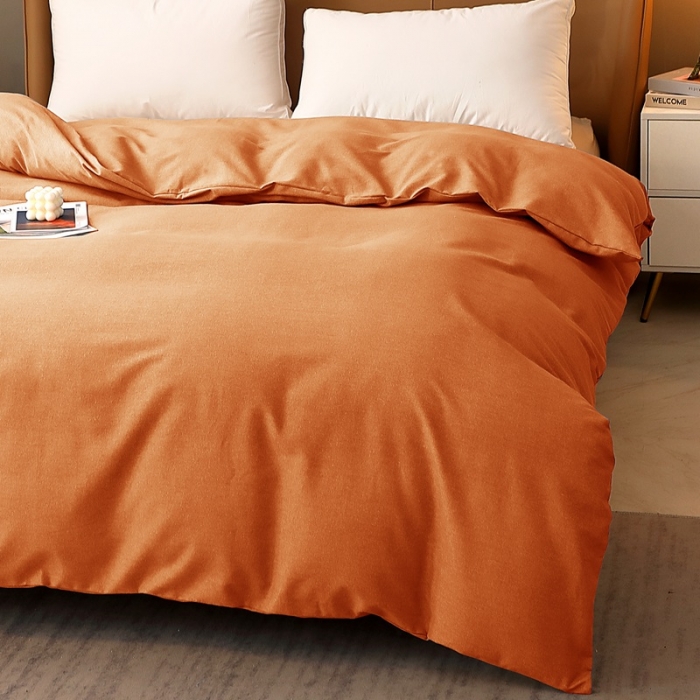 91家纺网 家纺一手货源 找家纺 晶缦家纺 2022新款加厚全棉纯色生态磨毛多规格单被套 纯依-时尚桔