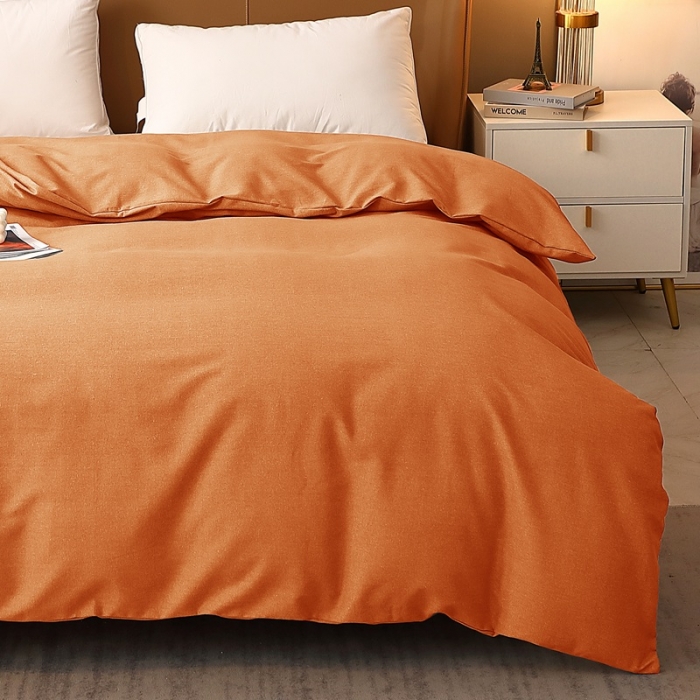 91家纺网 家纺一手货源 找家纺 晶缦家纺 2022新款加厚全棉纯色生态磨毛多规格单被套 纯依-时尚桔