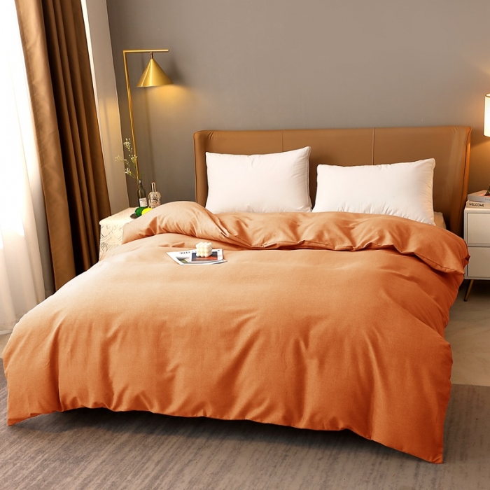 91家纺网 家纺一手货源 找家纺 晶缦家纺 2022新款加厚全棉纯色生态磨毛多规格单被套 纯依-时尚桔