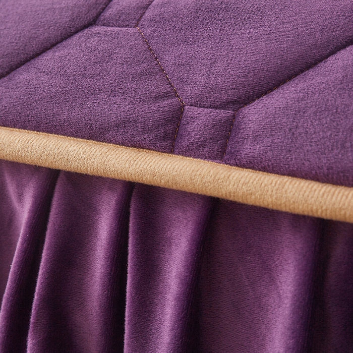 91家纺网 家纺一手货源 找家纺 屹成家纺 2024新款亲肤水晶绒夹棉床裙四件套-小熊款高贵紫