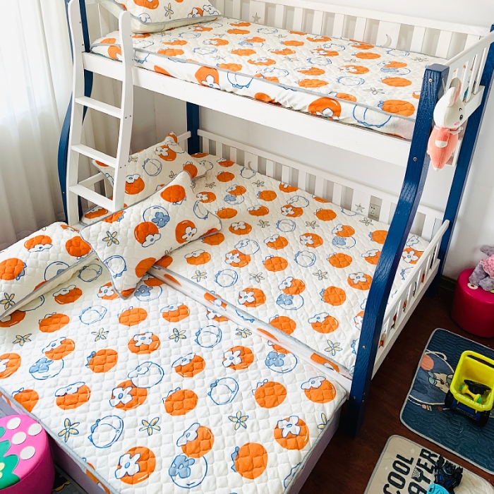 91家纺网 家纺一手货源 找家纺 小虾米 2022新款上下床牛奶绒夹棉床笠 柿子