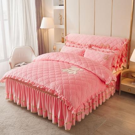 屹成家纺 2024新款水晶绒床头罩-小熊款 粉玉