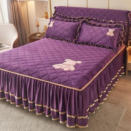 屹成家纺 2024新款水晶绒床头罩-小熊款 高贵紫