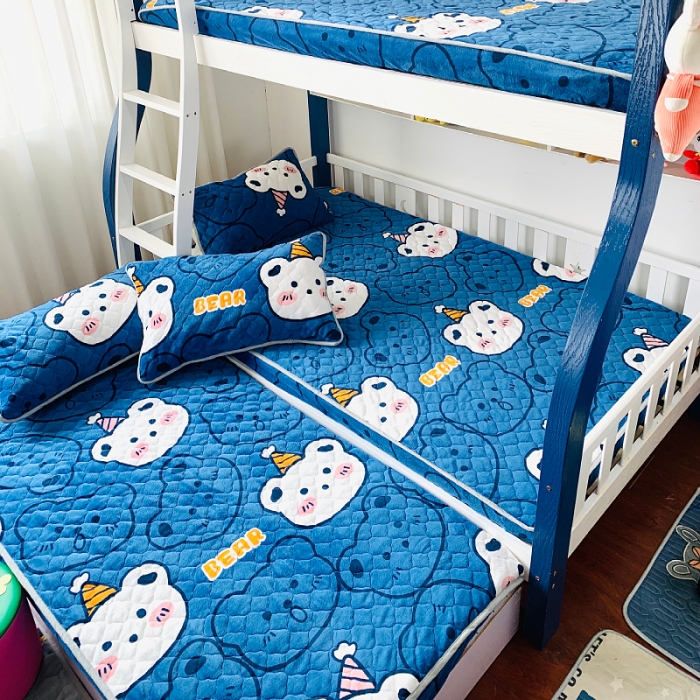 91家纺网 家纺一手货源 找家纺 小虾米 2022新款上下床牛奶绒夹棉床笠 双影熊