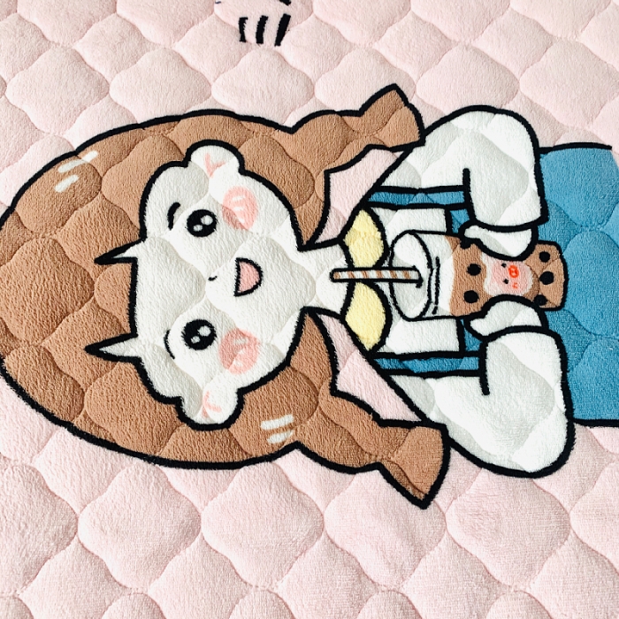 91家纺网 家纺一手货源 找家纺 小虾米 2022新款上下床牛奶绒夹棉床笠 童年女孩