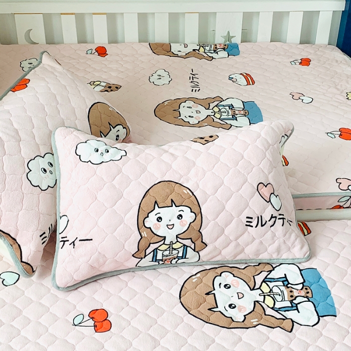 91家纺网 家纺一手货源 找家纺 小虾米 2022新款上下床牛奶绒夹棉床笠 童年女孩