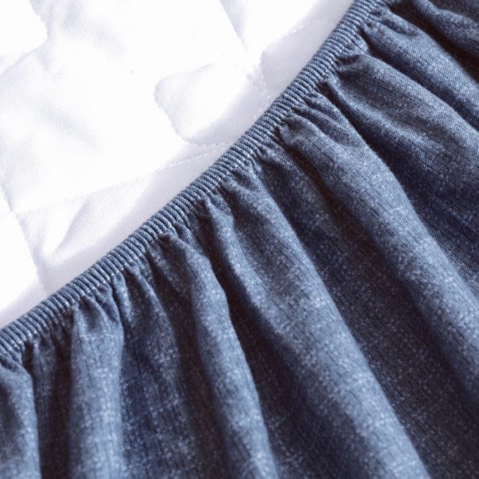 91家纺网 家纺一手货源 找家纺 尊康家纺（原磊科） 2022新款四叶花全棉抗菌肌理纹磨毛床笠 宝石蓝