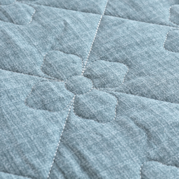 91家纺网 家纺一手货源 找家纺 尊康家纺（原磊科） 2022新款四叶花全棉抗菌肌理纹磨毛床笠 海天蓝