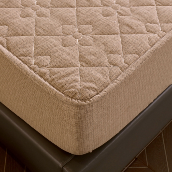 91家纺网 家纺一手货源 找家纺 尊康家纺（原磊科） 2022新款四叶花全棉抗菌肌理纹磨毛床笠 卡其色