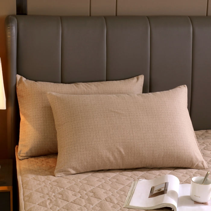 91家纺网 家纺一手货源 找家纺 尊康家纺（原磊科） 2022新款四叶花全棉抗菌肌理纹磨毛床笠 卡其色