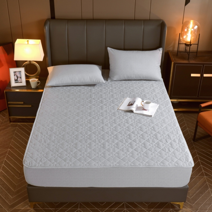 91家纺网 家纺一手货源 找家纺 尊康家纺（原磊科） 2022新款四叶花全棉抗菌肌理纹磨毛床笠 优雅灰