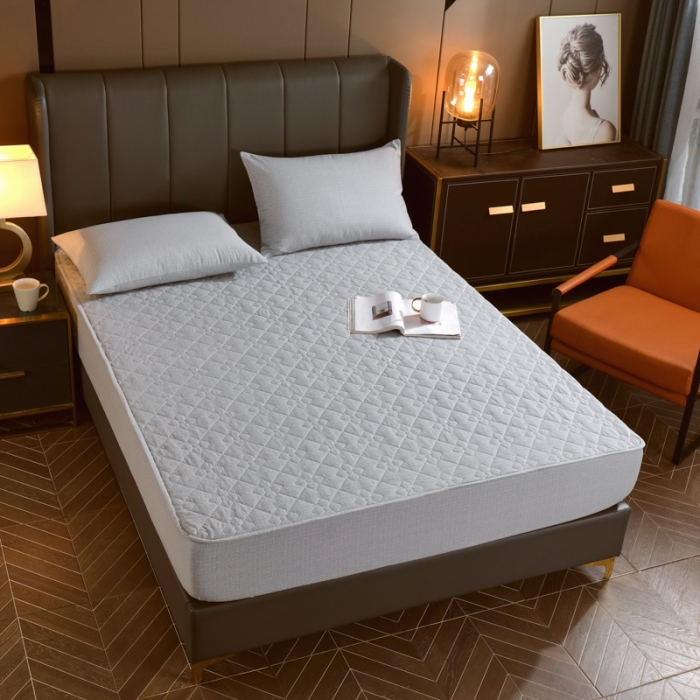 91家纺网 家纺一手货源 找家纺 尊康家纺（原磊科） 2022新款四叶花全棉抗菌肌理纹磨毛床笠 优雅灰