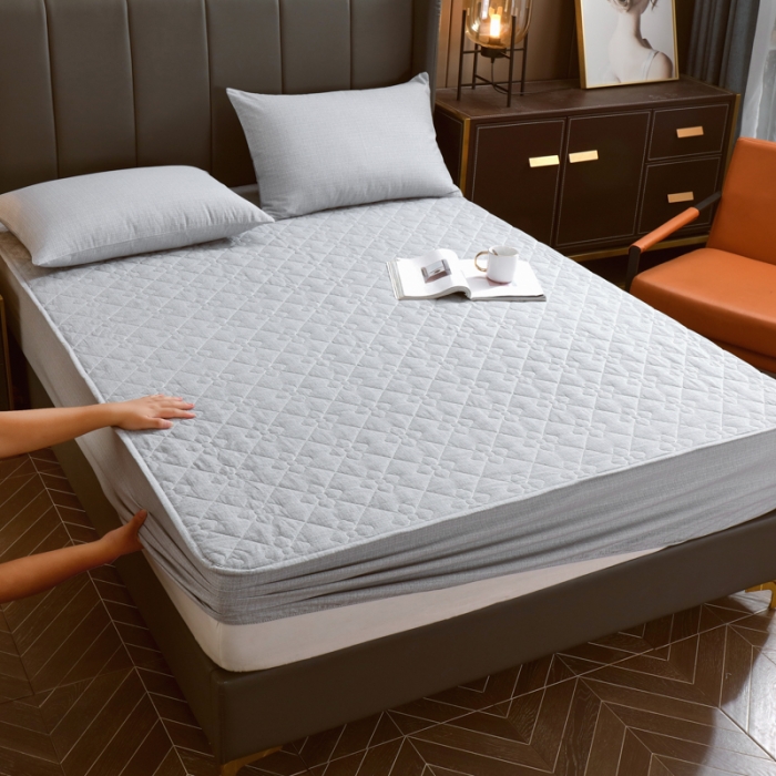 91家纺网 家纺一手货源 找家纺 尊康家纺（原磊科） 2022新款四叶花全棉抗菌肌理纹磨毛床笠 优雅灰