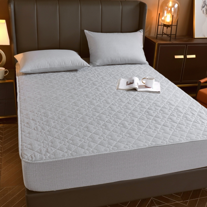 91家纺网 家纺一手货源 找家纺 尊康家纺（原磊科） 2022新款四叶花全棉抗菌肌理纹磨毛床笠 优雅灰