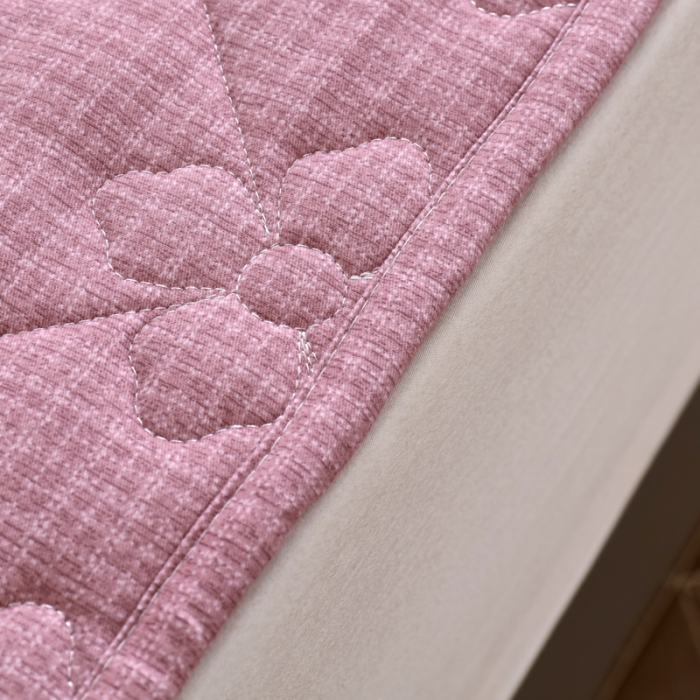 91家纺网 家纺一手货源 找家纺 尊康家纺（原磊科） 2022新款四叶花全棉抗菌肌理纹磨毛软床垫 豆沙
