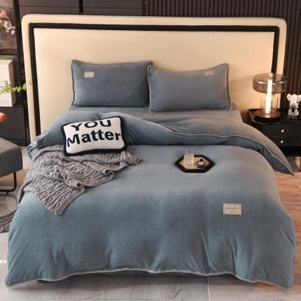 518家纺 新款220克牛奶绒纯色四件套支持定制 绅士灰