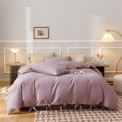 91家纺网 家纺一手货源 找家纺 总）秀色家纺2025新款简约纯色60支加厚保暖全棉磨毛四件套