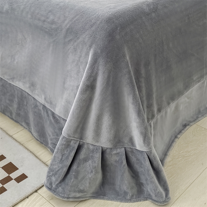 91家纺网 家纺一手货源 找家纺 爱洛 2022新款200克7.5斤纯色刺绣花牛奶绒四件套 牛奶绒-高级灰