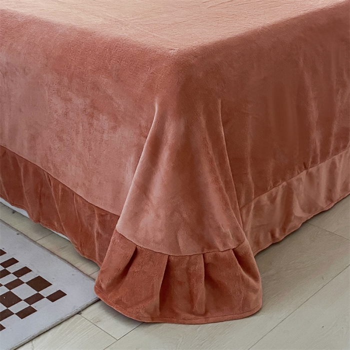 91家纺网 家纺一手货源 找家纺 爱洛 2022新款200克7.5斤纯色刺绣花牛奶绒四件套 牛奶绒-活力橙