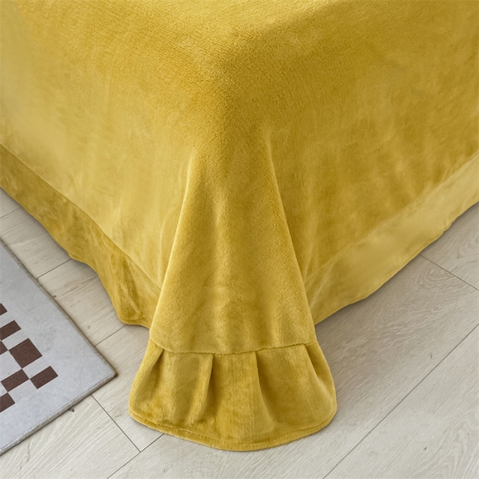 91家纺网 家纺一手货源 找家纺 爱洛 2022新款200克7.5斤纯色刺绣花牛奶绒四件套 牛奶绒-柠檬黄