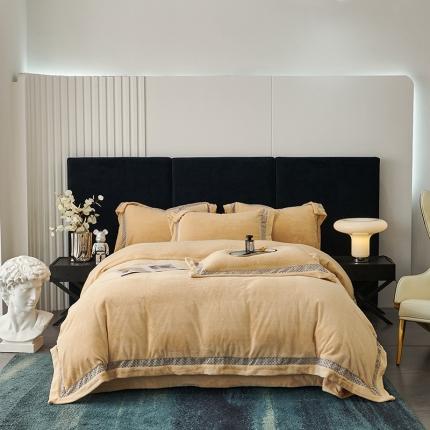 91家纺网 家纺一手货源 找家纺 时亿 2022新款260g雪融绒四件套-爱丁堡 爱丁堡 奶茶咖