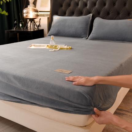 518家纺 2025新款220克牛奶绒纯色系列床笠可定制绒床笠单床笠 绅士灰