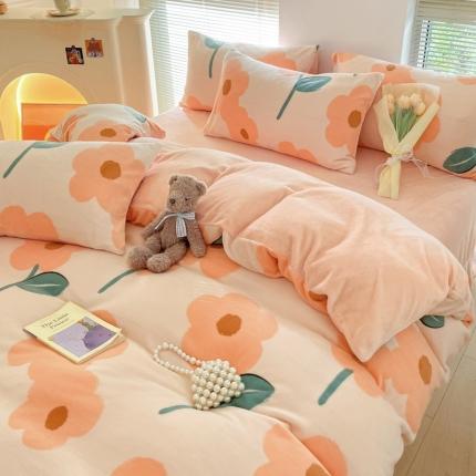 91家纺网 家纺一手货源 找家纺 （总）帅露 2022新款高克重牛奶绒印花四件套直播爆款