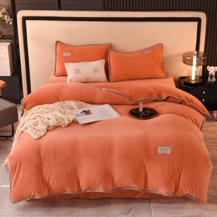 91家纺网 家纺一手货源 找家纺 518 2025新款220克牛奶绒纯色系列被套可定制 初恋橘