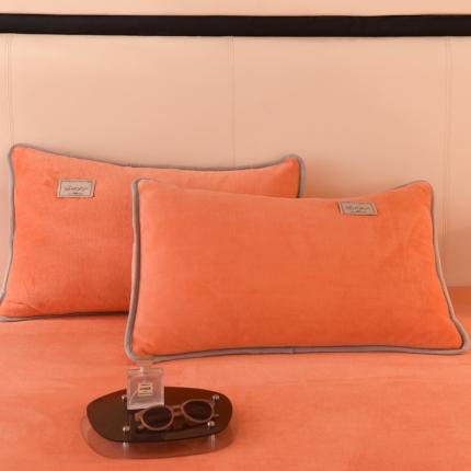 518家纺 新款220克牛奶绒纯色系列单枕套 初恋橘