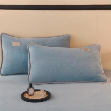 518家纺 新款220克牛奶绒纯色系列单枕套 深海蓝