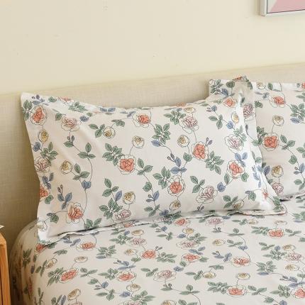 91家纺网 家纺一手货源 找家纺 启优 2022新款128*68全棉印花斜纹单枕套一对装 蔓妙玫瑰