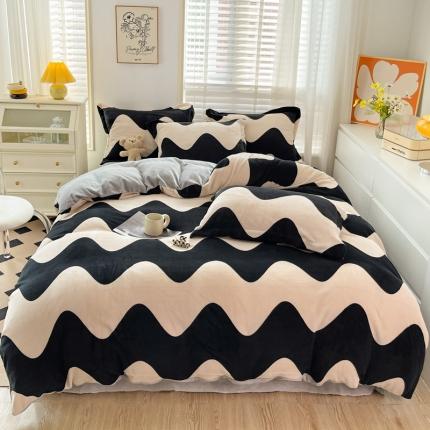 91家纺网 家纺一手货源 找家纺 （总）佰亿莱 2024新款高克重印花牛奶绒四件套