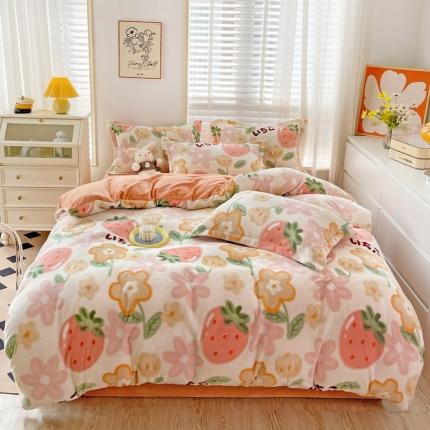 91家纺网 家纺一手货源 找家纺 （总）佰亿莱 2024新款高克重印花牛奶绒四件套