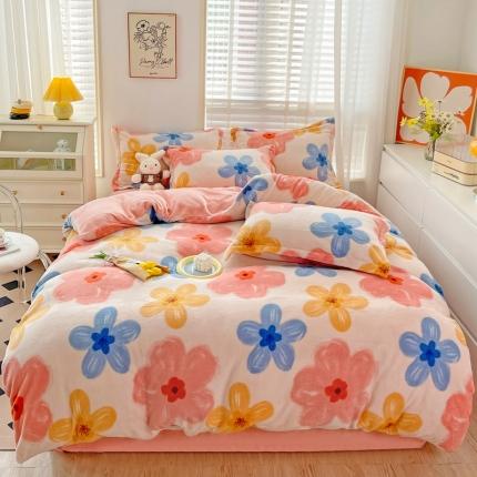 91家纺网 家纺一手货源 找家纺 （总）佰亿莱 2024新款高克重印花牛奶绒四件套