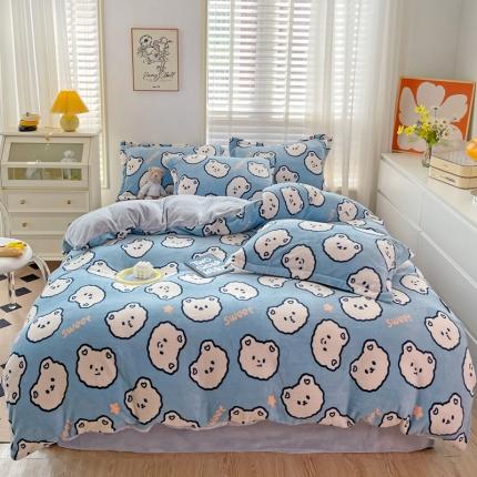 91家纺网 家纺一手货源 找家纺 （总）佰亿莱 2024新款高克重印花牛奶绒四件套