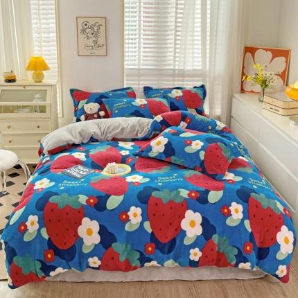 91家纺网 家纺一手货源 找家纺 （总）佰亿莱 2024新款高克重印花牛奶绒四件套