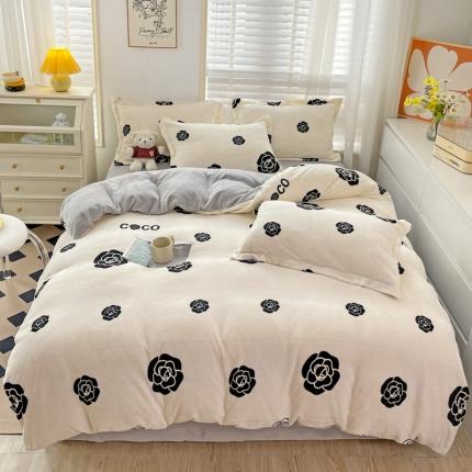 91家纺网 家纺一手货源 找家纺 （总）佰亿莱 2024新款高克重印花牛奶绒四件套