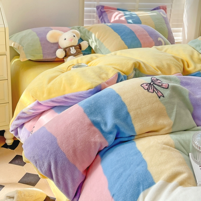 91家纺网 家纺一手货源 找家纺 （总）佰亿莱 2024新款高克重印花牛奶绒四件套