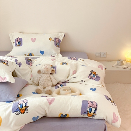 （总）时光里 230g正宗全消光印花牛奶绒迪士尼四件套