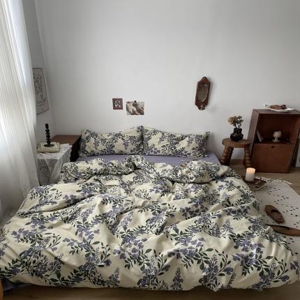 91家纺网 家纺一手货源 找家纺 恋恋三季 2024新款秋冬磨毛床品四件套 紫藤花苑