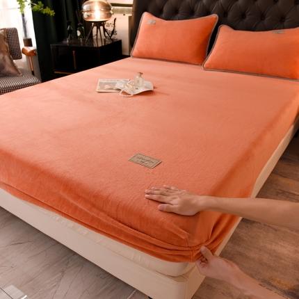 91家纺网 家纺一手货源 找家纺 518家纺 2025新款2025新款220克牛奶绒纯色系列床笠可定制绒床笠单床笠 初恋橘