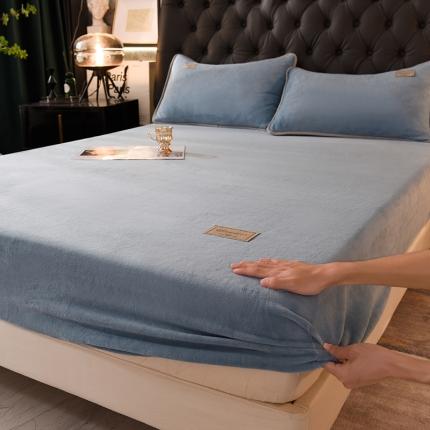 518家纺 2025新款220克牛奶绒纯色系列床笠可定制绒床笠单床笠 深海蓝