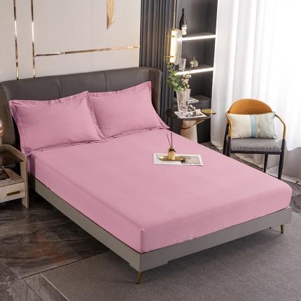 91家纺网 家纺一手货源 找家纺 纽缦 2022新款纯棉磨毛纯色床笠 豆沙粉床笠