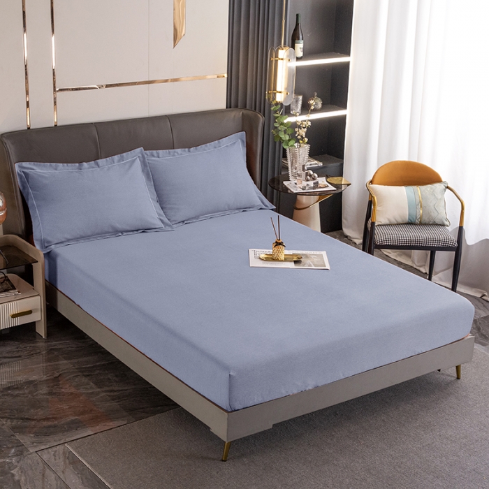 91家纺网 家纺一手货源 找家纺 纽缦 2022新款纯棉磨毛纯色床笠 高级灰床笠