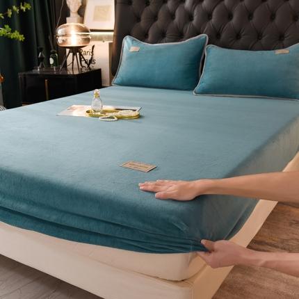 518家纺 2025新款220克牛奶绒纯色系列床笠可定制绒床笠单床笠 尘烟绿